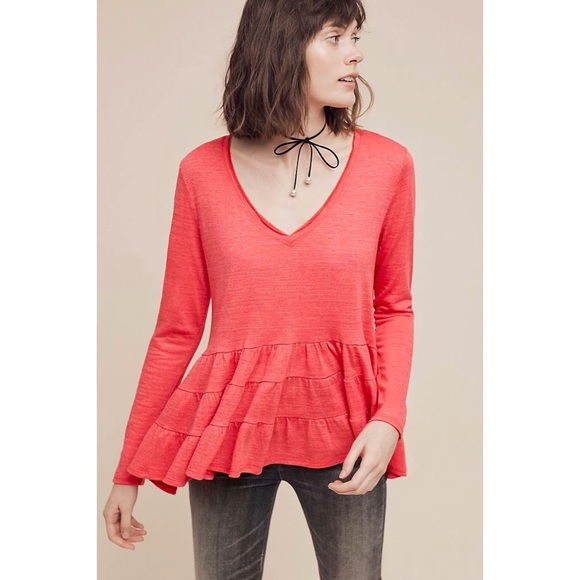 Anthropologie Thea Ruffled Peplum Top - Picture 1 of 8